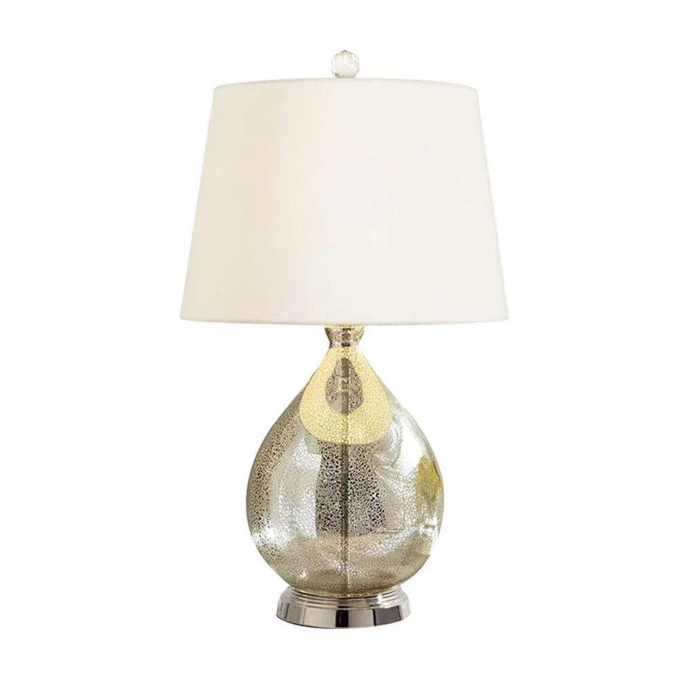 Audara-American Style Personalized Hotel Model Room Wall Cabinet Desk Light Scandinavian Simple Glass Fabric Desk Lamp Bedroom Bedside Study Table Lamp Dining Room Cafe Villa Lighting Fixture Silver+White