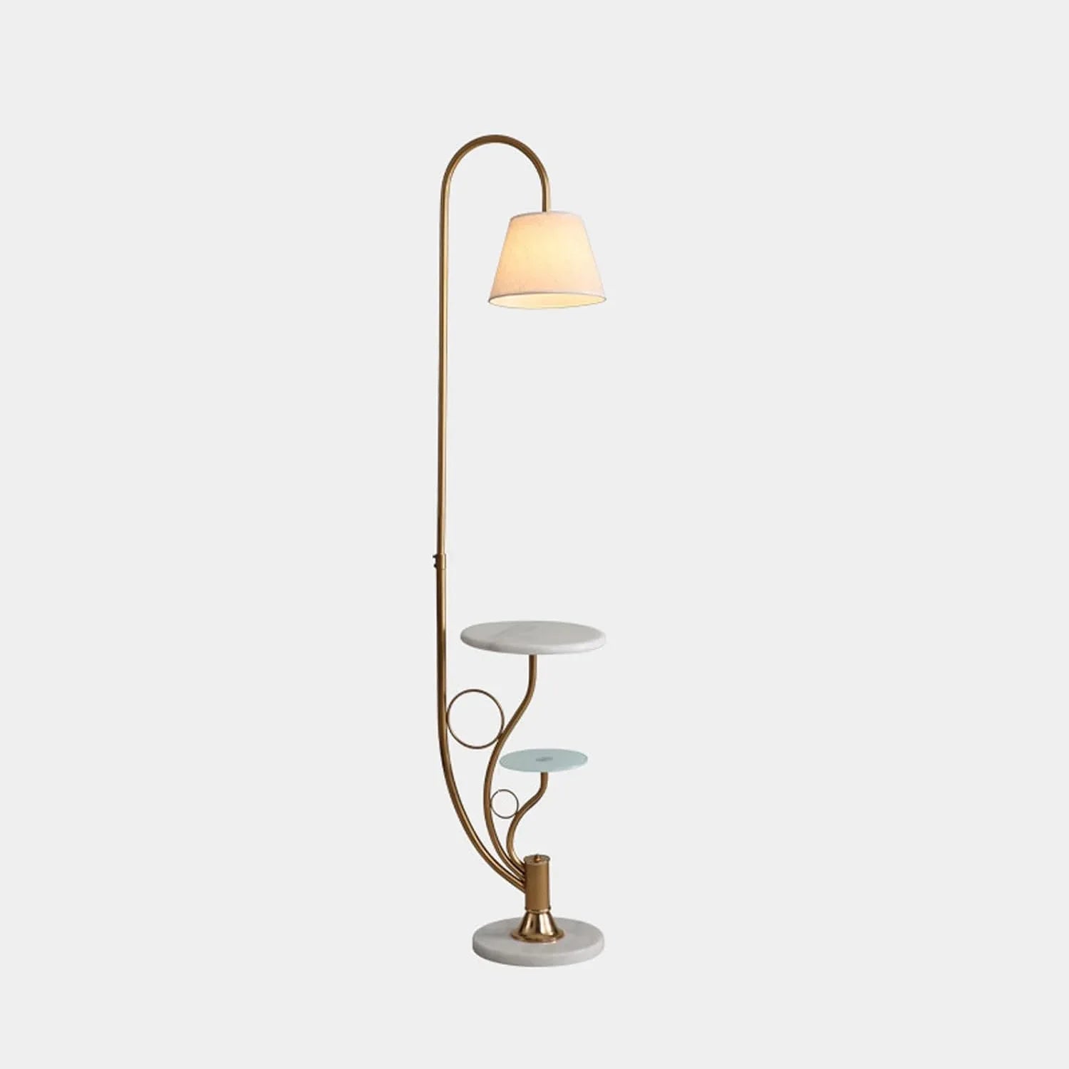 Audara-Light Luxury Double Coffee Table Bedroom Living Room Floor Lamp Elegant Creative Study Room Office Sofa Beside Standing Lamp H63.7” 3 Color Tone Linen Metal Torchiere Hotel Mall Lighting Fixture