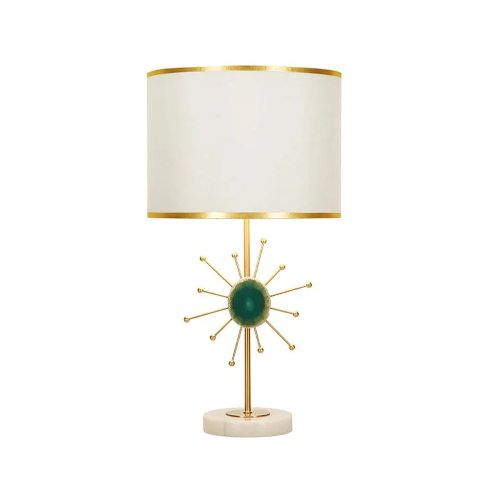Audara-American Light Luxury Sample Room Bedroom Bedside Desk Light Simple Hotel Cafe B&B Desk Lamp Creative Onyx Marble Brass Table Lamp Villa Club Decoration Lighting Fixture Green+White