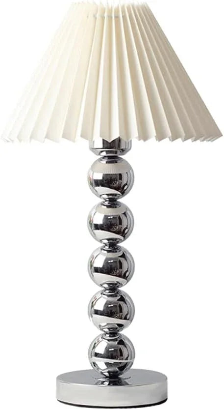 Audara-Scandinavian Simple Study Office Desk Light Creative Fabric Chrome Small Desk Lamp Bedroom Living Room Sofa Beside Table Lamp Cafe Hotel Bar Club Decoration Lighting Fixture