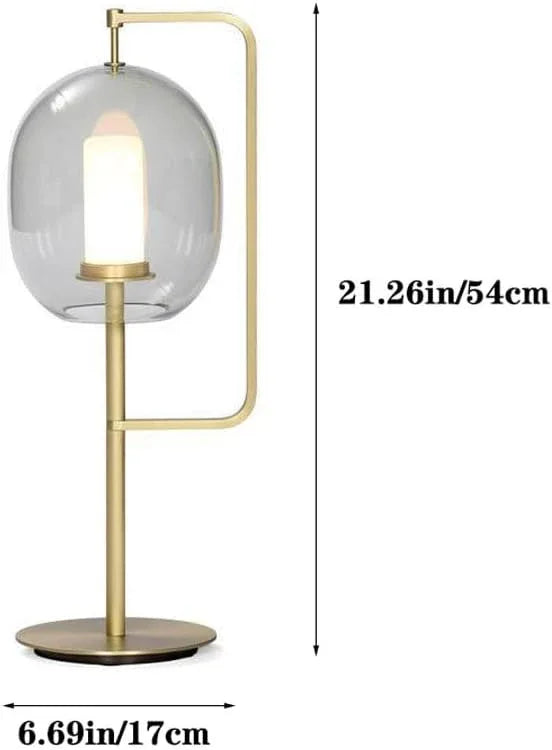 Audara-Scandinavian Simple Study Office Tea House Desk Light Creative Personality Metal Glass Desk Lamp Hotel Farmhouse Club Mall Front Desk Decoration Lighting Fixture Living Room Bedroom Table Lamp