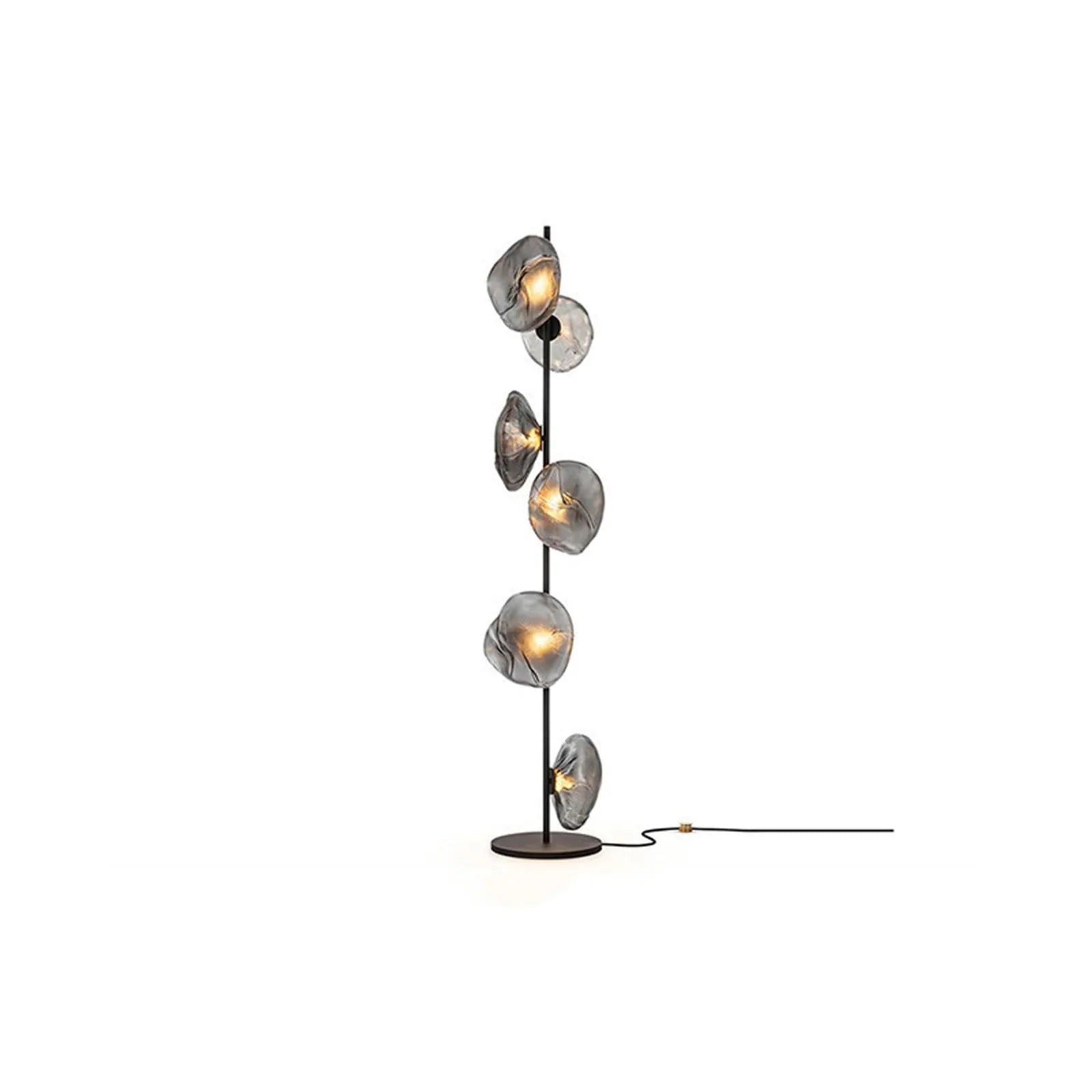 Audara-Italian Light Luxury Corridor Living Room Floor Lamp 3/6 Light Source Simple Bedroom Bedside Standing Lamp Office Backdrop Torchiere Showroom Villa Decoration Lighting Fixture Black+Smoke Gray 6 Light Sources
