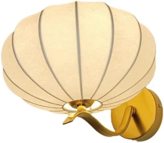 Audara-Bedroom Bedside Silk Wall Lamp Pumpkin French Cream Wind Wall Lights Modern Living Room Backdrop Sconces Simple Aisle Corridor Ambiance Mounted Lighting Fixture