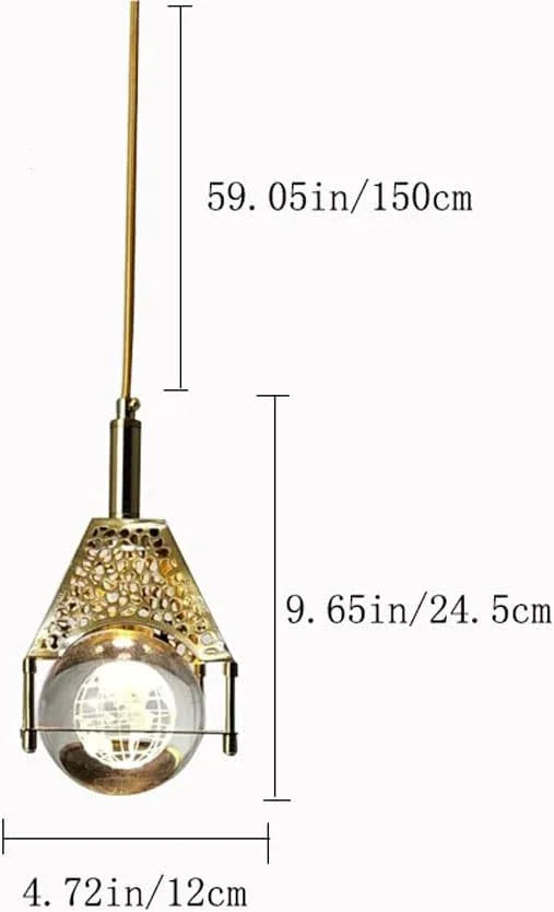 Audara-4.7-inch Spherical Crystal Pendant Light Bedside Table For Bedrooms, Hotels, Entryways, Kitchen Islands, And Various Other Spaces. Easily Integrates Into Minimalist, Bohemian, And European Styl