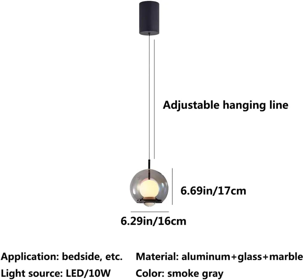 Audara-Modern Simple Liftable Bed Head Aluminum Pendant Lightled Light Luxury Creative Marble Dining Room Chandeliers Fashion Home Glass HangingLamp Living Room Sofa Background Decoration Lighting Fixture