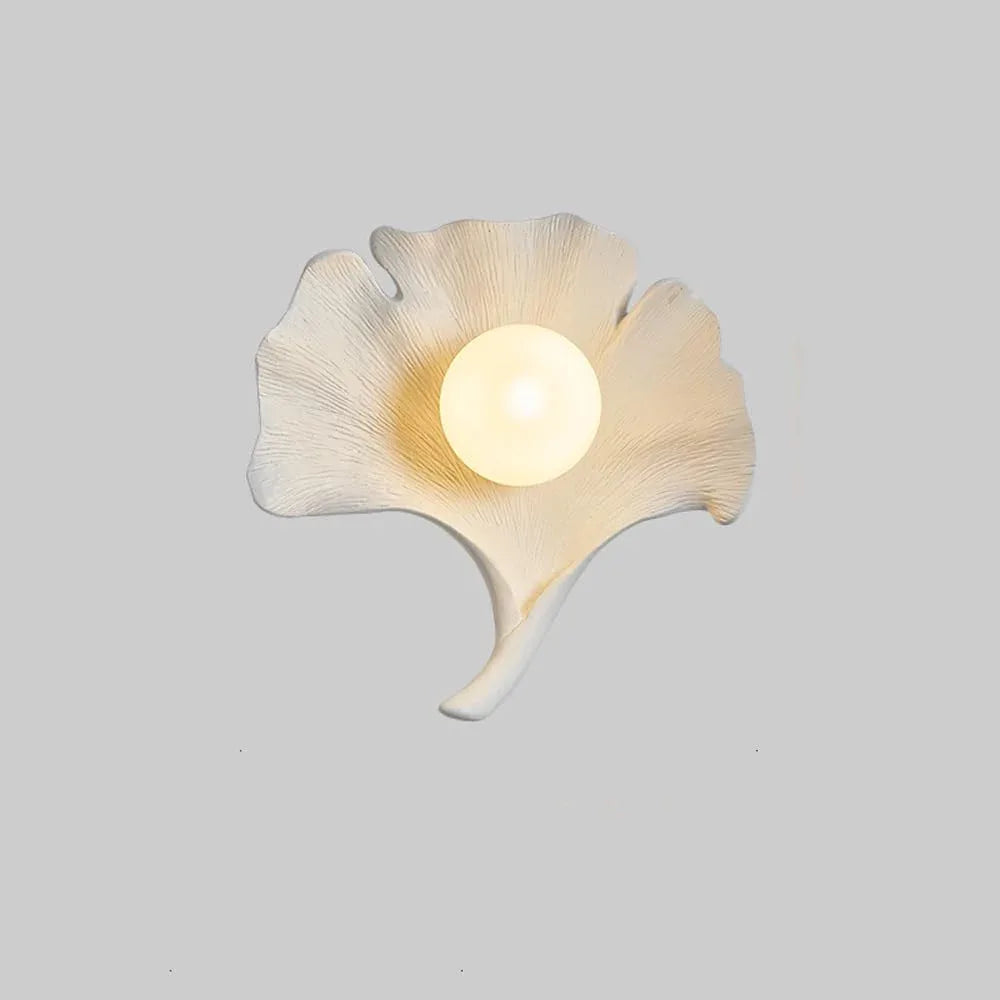 Audara-AULIGE Bedroom Bedside Wall Lamp Wabi-sabi Wind Resin Ginkgo Biloba Art Wall Lights Creative Entryway Aisle Sconces Living Room Background Wall Single Head Mounted Lighting Fixture White