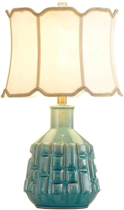 Audara-Creative American Fabric Ice Crackle Ceramic Desk Light Warm Romantic Bedroom Study Living Room Desk Lamp Apartment Office Restaurant Table Lamp Villa Club Decoration Lighting Fixture