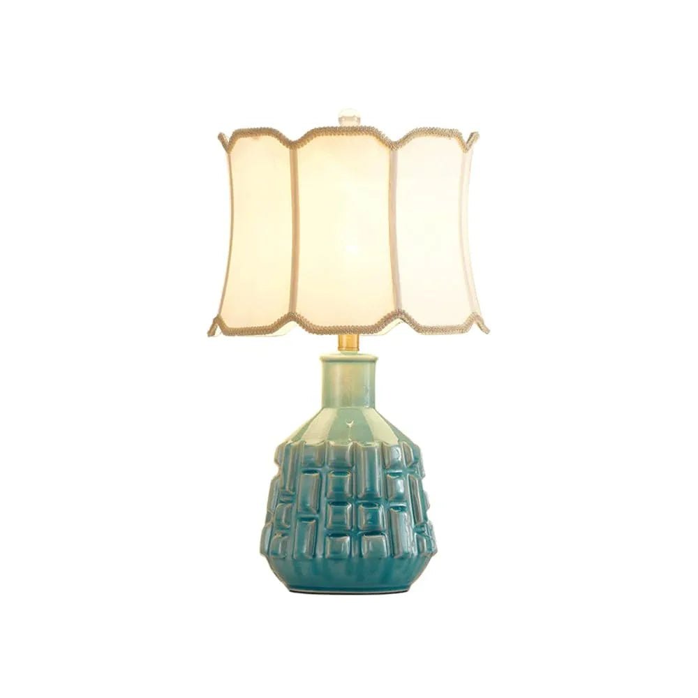 Audara-Creative American Fabric Ice Crackle Ceramic Desk Light Warm Romantic Bedroom Study Living Room Desk Lamp Apartment Office Restaurant Table Lamp Villa Club Decoration Lighting Fixture H22.83in 58cm