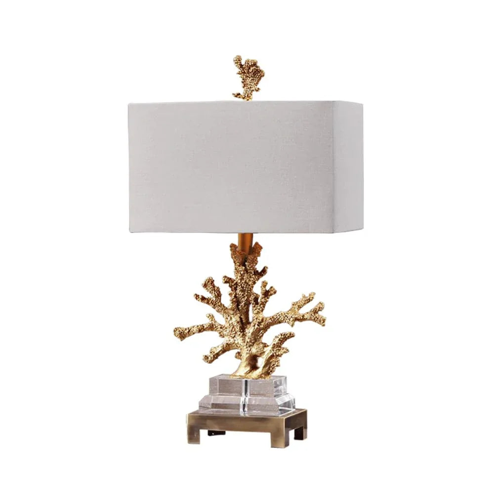 Audara-American Luxury Coral Shaped Resin Crystal Desk Light Creative Hotel Study Room Desk Lamp Tea House Restaurant Coffee Shop Table Lamp Villa Club Decoration Lighting Fixture White