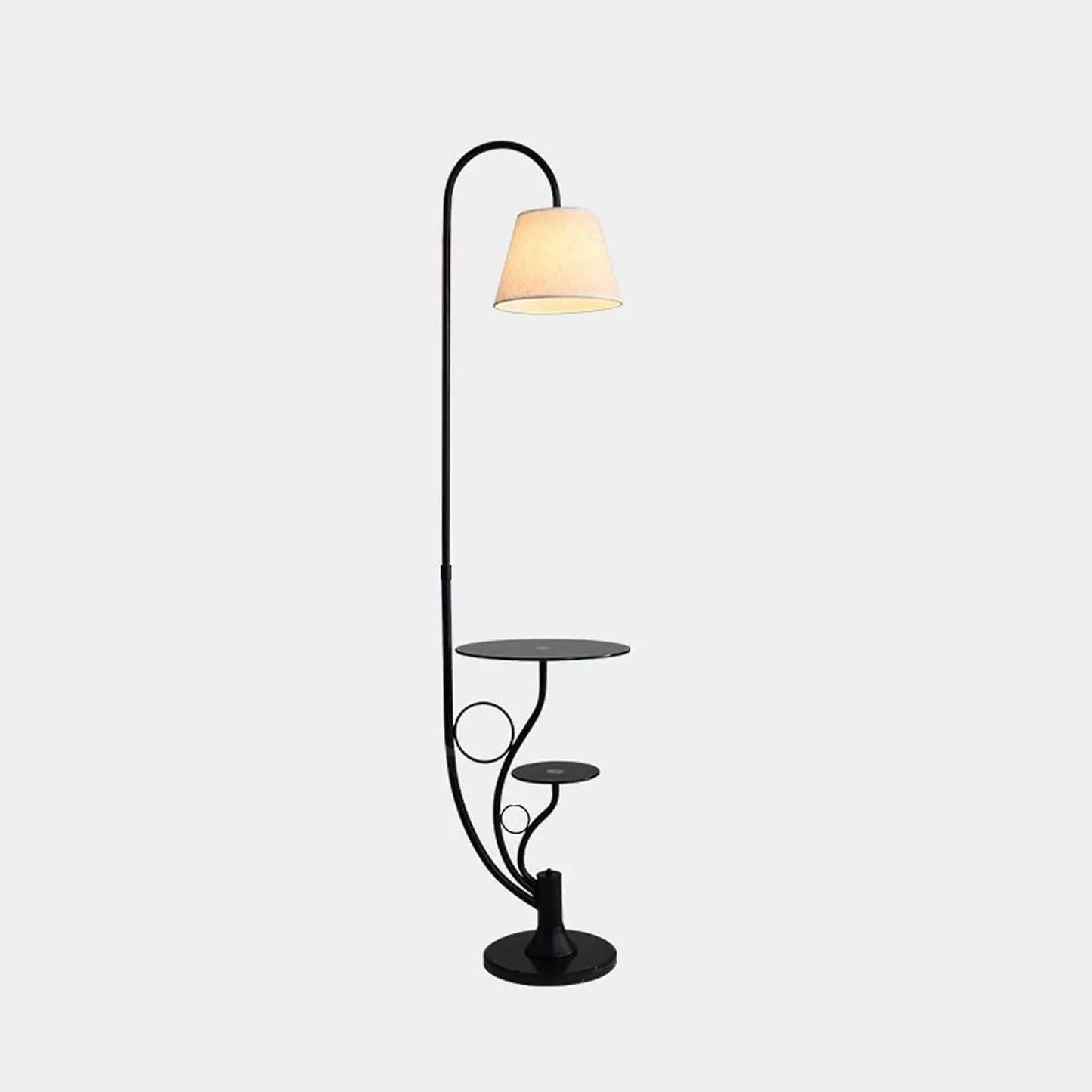 Audara-Light Luxury Double Coffee Table Bedroom Living Room Floor Lamp Elegant Creative Study Room Office Sofa Beside Standing Lamp H63.7” 3 Color Tone Linen Metal Torchiere Hotel Mall Lighting Fixture