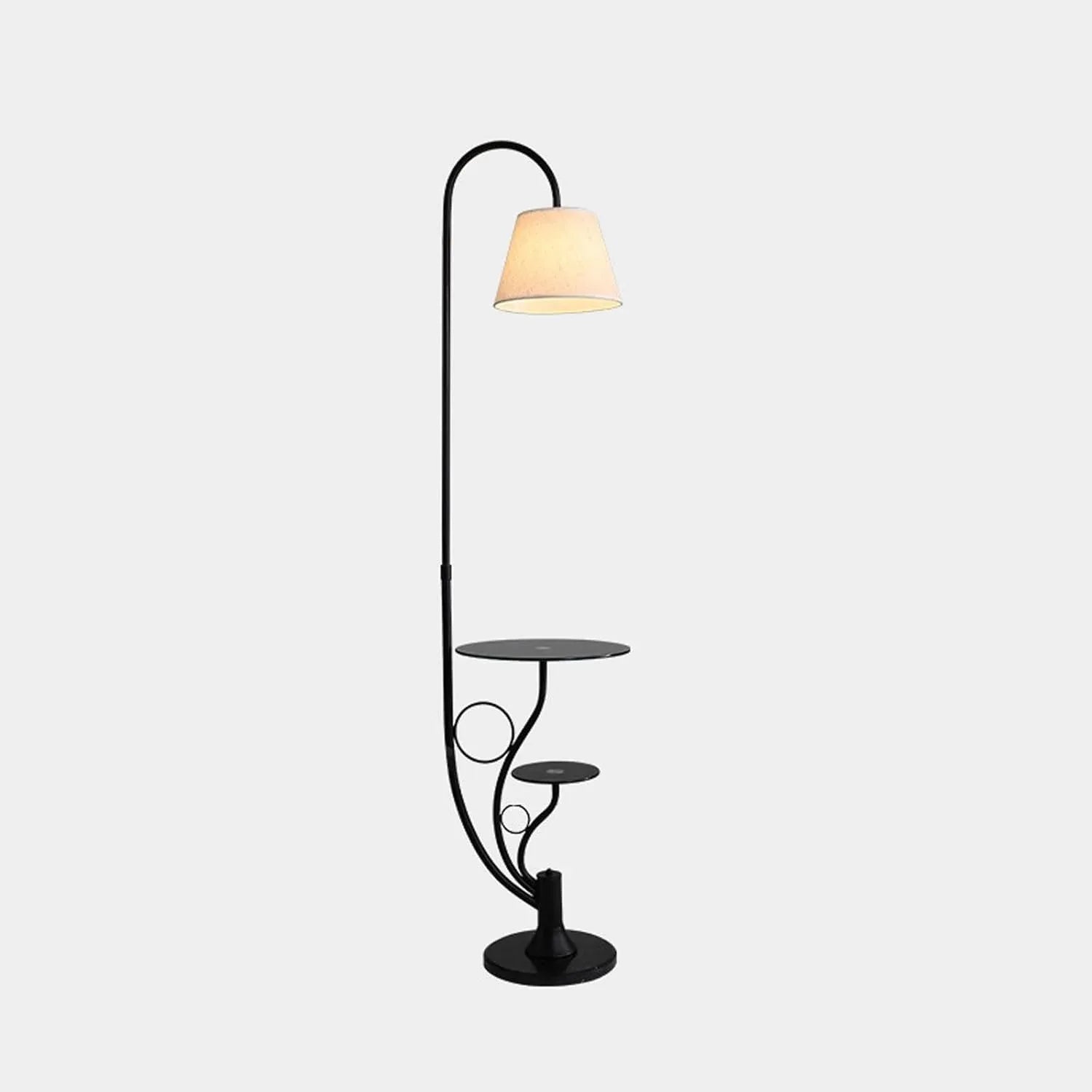Audara-Light Luxury Double Coffee Table Bedroom Living Room Floor Lamp Elegant Creative Study Room Office Sofa Beside Standing Lamp H63.7” 3 Color Tone Linen Metal Torchiere Hotel Mall Lighting Fixture