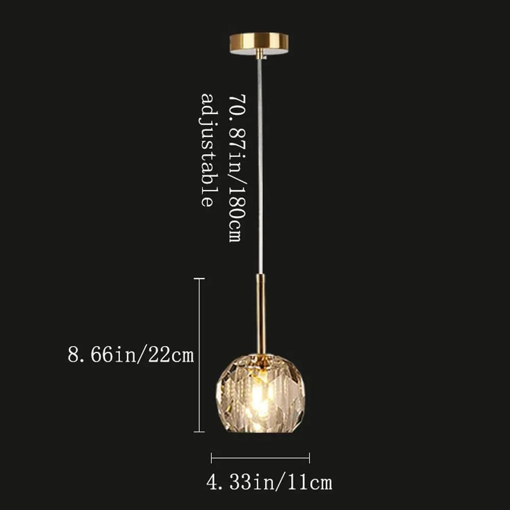 Audara-4-inch Crystal Pendant Light, Suitable for Bedside Bedrooms, Minimalist Style Ceiling Lights, Hotel Entryways, Kitchen Islands, and Various Other Styles Including Bohemian and European.