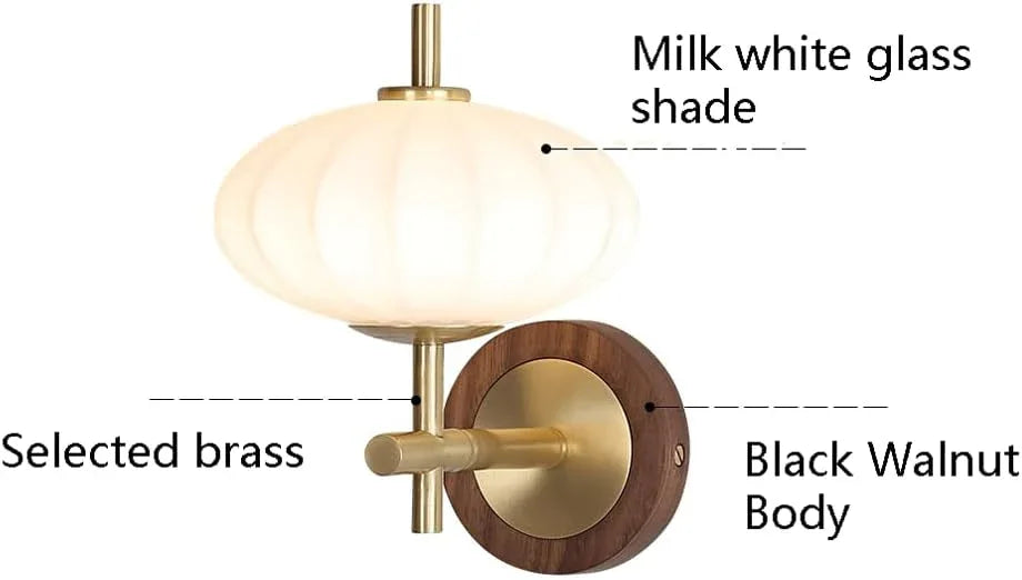 Audara-New Chinese Simple Wall Lamp Bedroom Bedside Decorative Wall Lights Walnut Retro Sconces Living Room Background Wall Mounted Lighting Fixture