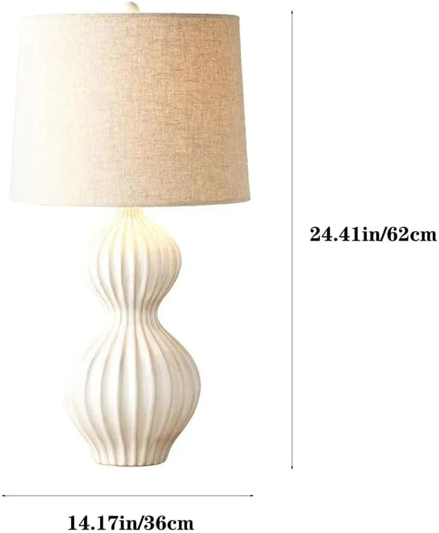 Audara-American Light Luxury Living Room Study Office Desk Light Elegant Retro Striped Hulu Ceramic Desk Lamp Country Farmhouse Villa Table Lamp Restaurant Hotel Room Lighting Fixture