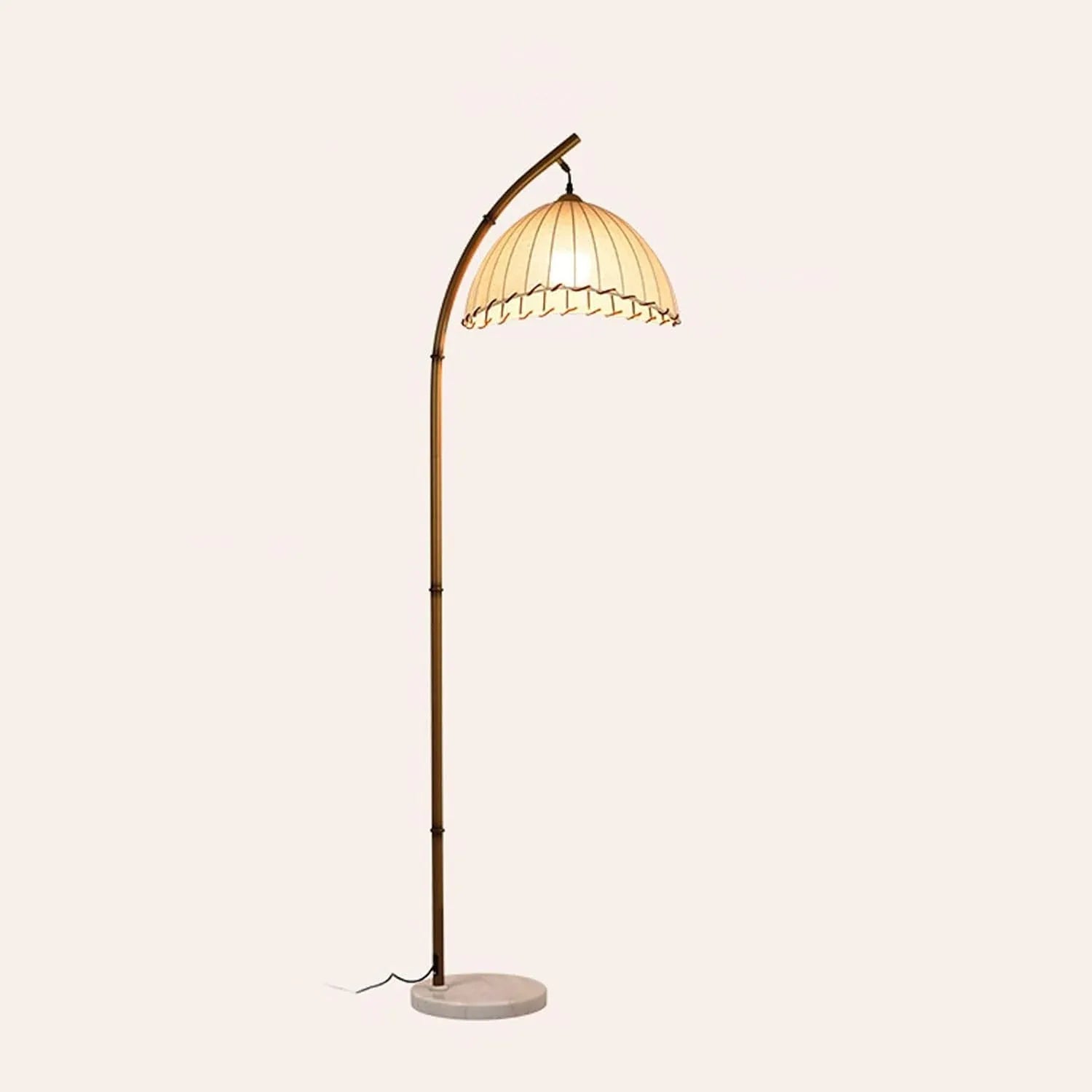 Audara-Vintage Nature B&B Farmhouse Rustic Floor Lamp H64” Handmade Fabric Metal Standing Lamp Remote Control Dimming E26 Single Light Source Living Room By Sofa Torchiere Bedroom Study Lighting Fixture