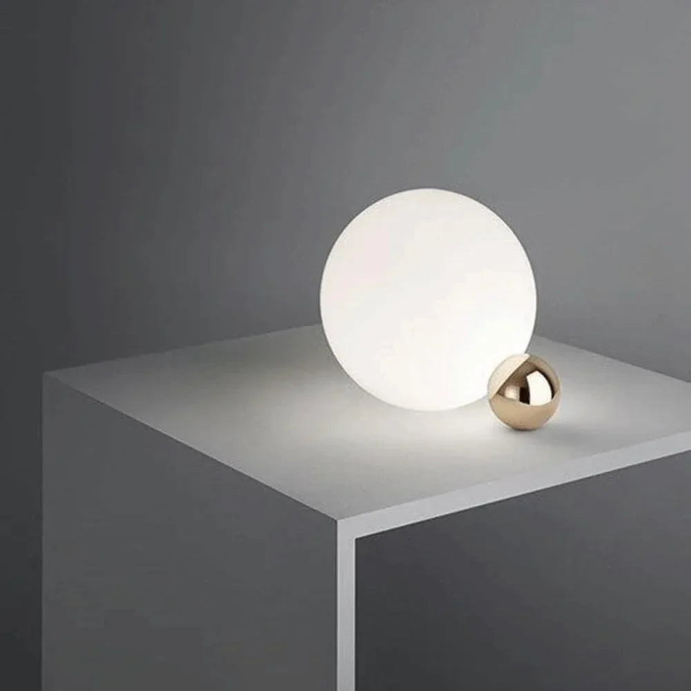 Audara-Postmodern Creative Living Room Bedroom Study Desk Light Art White Globe Glass Desk Lamp Simple Bedside Sofa Beside Counter Table Lamp Villa Club Sample Room Backdrop Lighting Fixture