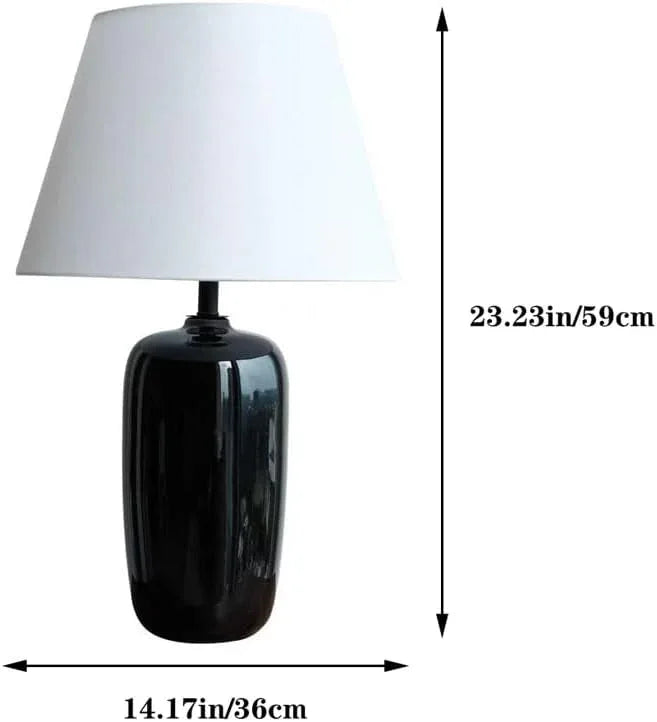 Audara-New Chinese Study Bedroom Bedside Desk Light Office Living Room Wall Cabinet Desk Lamp Villa Farmhouse Club B&B Decoration Table Lamp Luxury Modern Fabric Black Ceramic Lighting Fixture