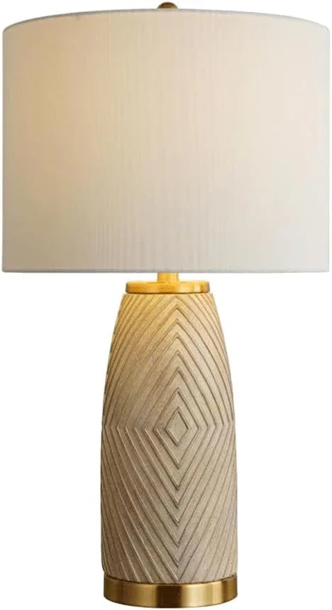 Audara-Modern Luxury Bedroom Bedside Counter Desk Light American Fabric Painted Resin Desk Lamp Living Room Study Hotel Front Desk Table Lamp Coffee Shop Villa Farmhouse Lighting Fixture