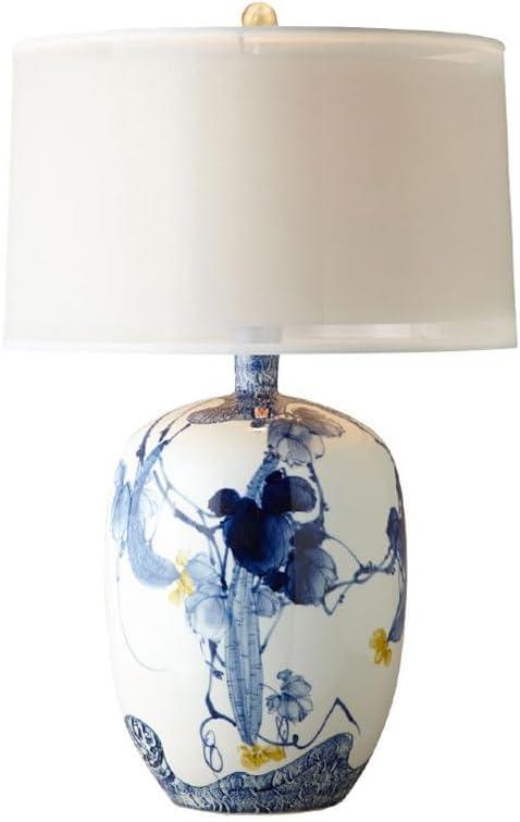 Audara-New Chinese Creative Living Room Bedroom Office Desk Light Classical Elegant Fabric Ceramic Desk Lamp Farmhouse Villa Club Table Lamp Hotel Cafe Restaurant Decoration Lighting Fixture