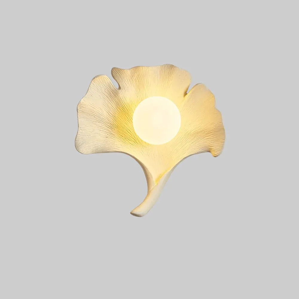 Audara-AULIGE Bedroom Bedside Wall Lamp Wabi-sabi Wind Resin Ginkgo Biloba Art Wall Lights Creative Entryway Aisle Sconces Living Room Background Wall Single Head Mounted Lighting Fixture Natural