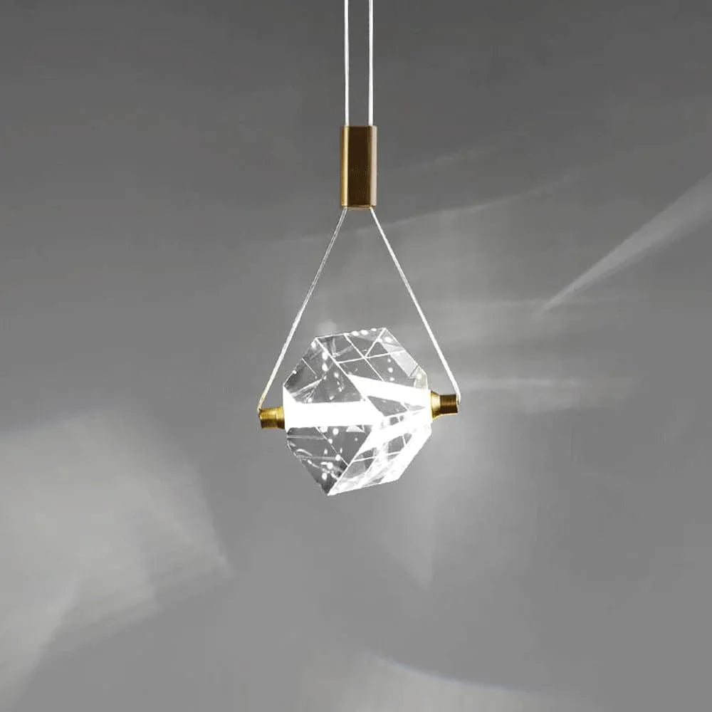 Audara-Small Crystal Pendant Light With Metallic Copper Accents, A Bedroom Bedside Decorative Lamp That Cleverly Blends Minimalist And Bohemian Styles. Suitable For Dining Rooms, Living Rooms, Entrywa