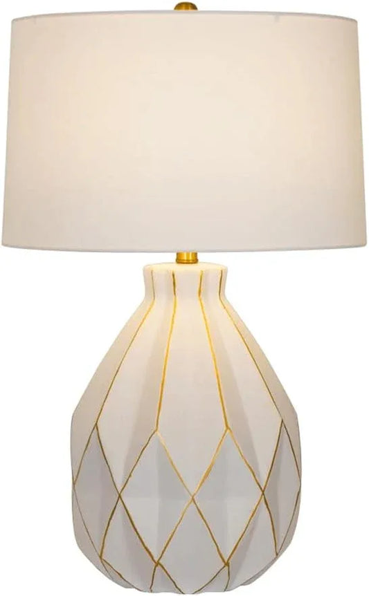 Audara-Light Luxury and Simple Bedroom Study Next to Sofa Desk Light European High-end White Cloth Ceramic Desk Lamp Farmhouse Villa Club Cafe Lighting Fixture Living Room Model Room Table Lamp