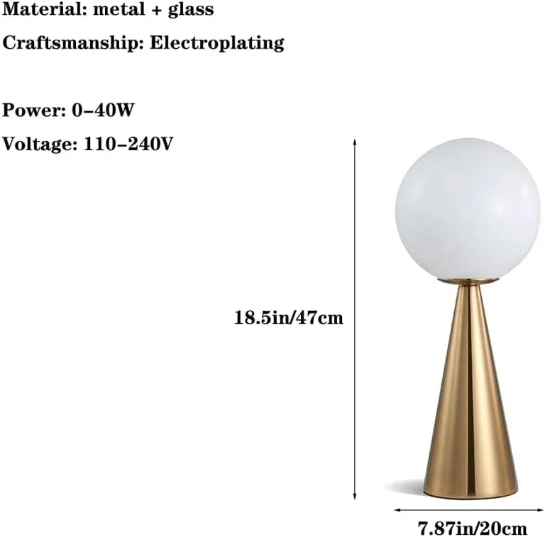 Audara-Luxury Postmodern Office Dormitory Apartment Desk Light Simple Metal White Spherical Glass Desk Lamp Fashion Living Room Bedroom Bedside Table Lamp B&B Villa Hotel Front Desk Lighting Fixture
