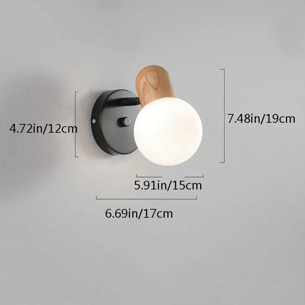 Audara-Bedroom Bedside Log Main Wall Lamp Scandinavian Simple Glass Wall Lights Rotatable Backdrop Sconces Aisle Corridor Foyer Mounted Lighting Fixture