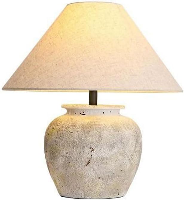 Audara-Art Vintage Living Room Couch Side Bedside Desk Light Classic Nostalgia Pottery Jar Desk Lamp Bedroom Study Office Table Lamp Farmhouse B&B Hotel Coffee Shop Lighting Fixture