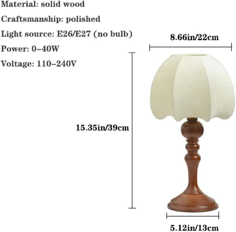 Audara-New Chinese High-end Bedroom Bedside Desk Light Vintage Nostalgia White Fabric Wooden Desk Lamp Living Room Sofa Side Counter Table Lamp Sample House Backdrop Farmhouse Lighting Fixture