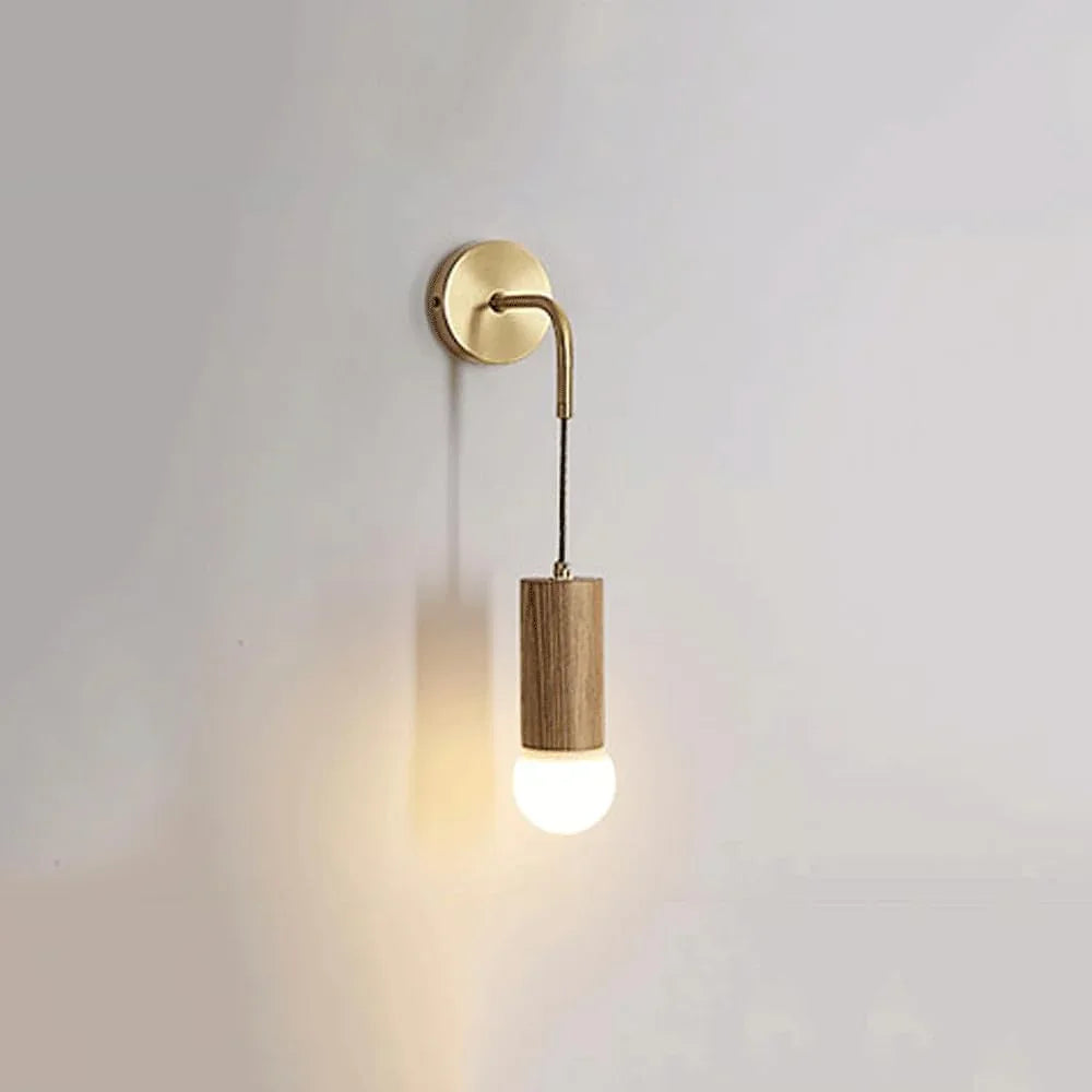 Audara-New Chinese Background Wall Wall Lamp Modern Simple Living Room Wall Lights Light Luxury Walnut All Copper Sconces Japanese Bedside Decoration Mounted Lighting Fixture