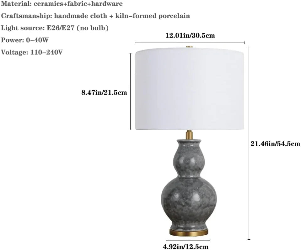 Audara-New Chinese Creative Gourd Shaped Ceramic Desk Light Luxury Living Room Office Study Desk Lamp Bedroom Apartment Coffee Shop Table Lamp Villa Farmhouse Cafe Club Lighting Fixture