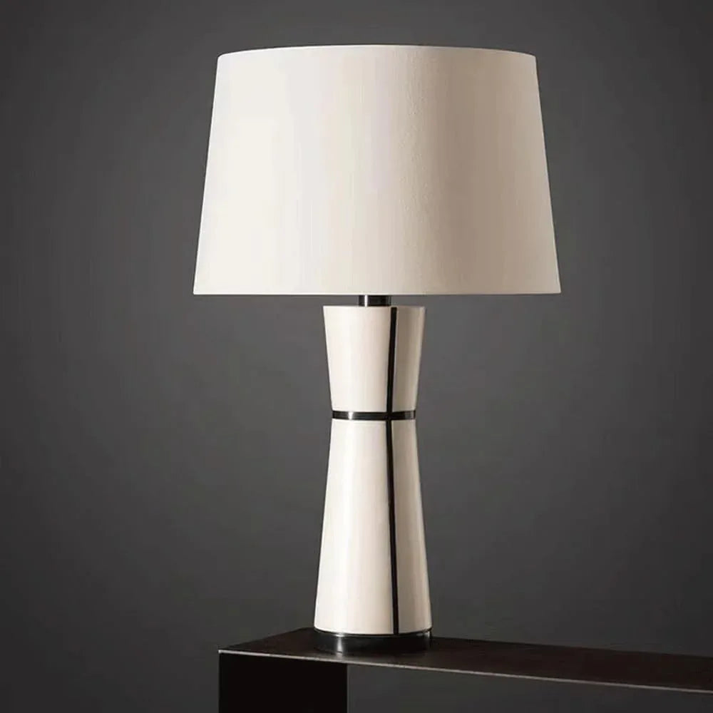 Audara-American Simple Designer Model House Desk Light Modern Creative White Fabric Desk Lamp Living Room Bedroom Study Office Table Lamp Restaurant B&B Hotel Decoration Lighting Fixture