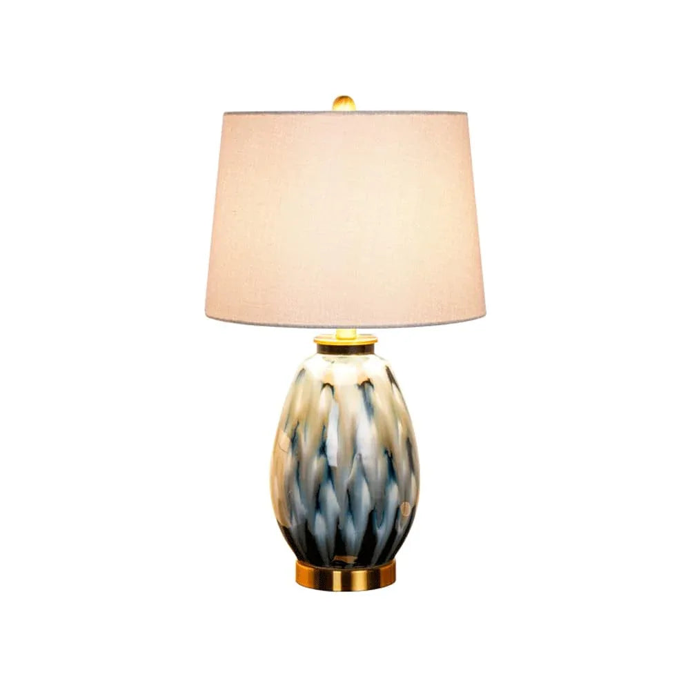 Audara-Modern American Living Room Study Desk Light High-end Luxury Ceramic Fabric Desk Lamp Bedroom Office Tea House Table Lamp Mall Hotel Decoration Restaurant Villa Lighting Fixture Blue