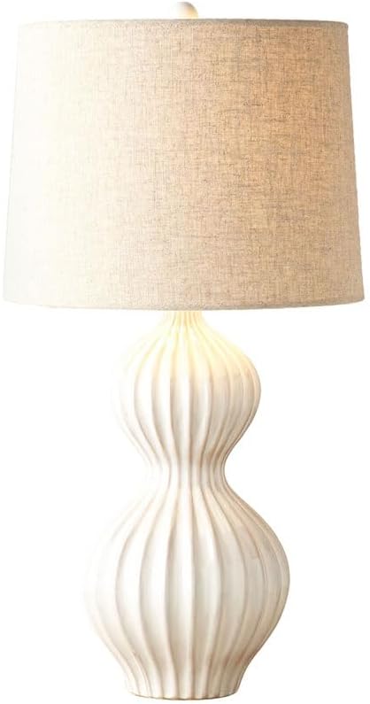 Audara-American Light Luxury Living Room Study Office Desk Light Elegant Retro Striped Hulu Ceramic Desk Lamp Country Farmhouse Villa Table Lamp Restaurant Hotel Room Lighting Fixture