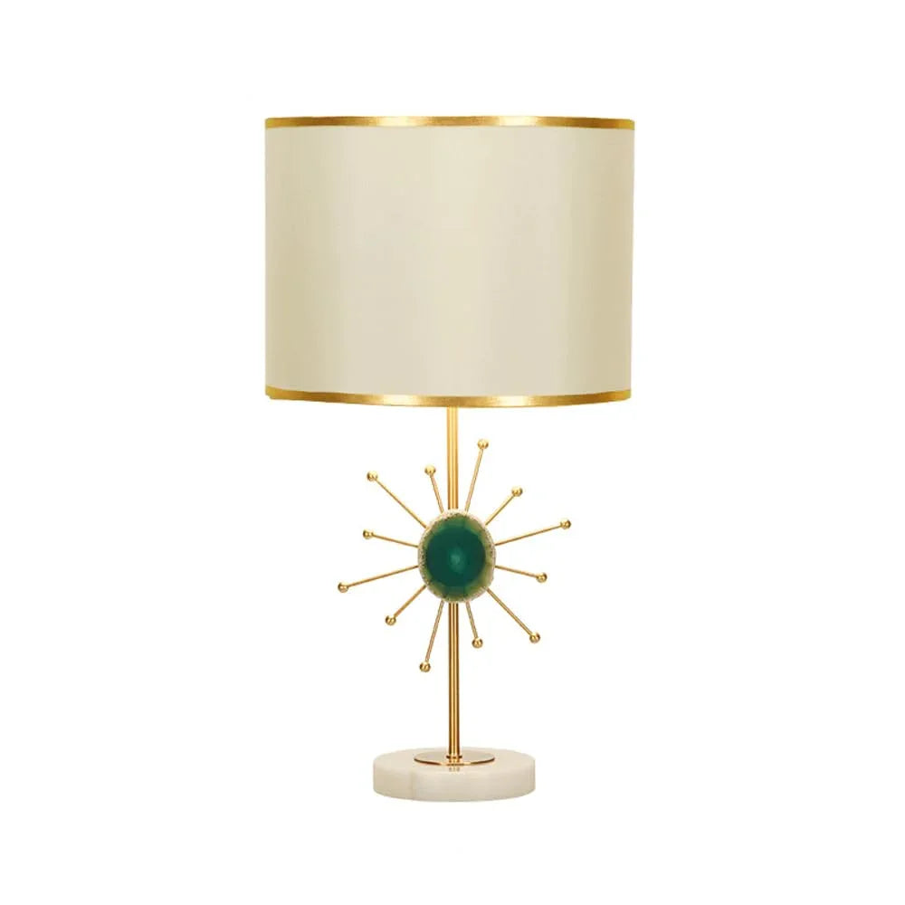 Audara-American Light Luxury Sample Room Bedroom Bedside Desk Light Simple Hotel Cafe B&B Desk Lamp Creative Onyx Marble Brass Table Lamp Villa Club Decoration Lighting Fixture Green+Beige