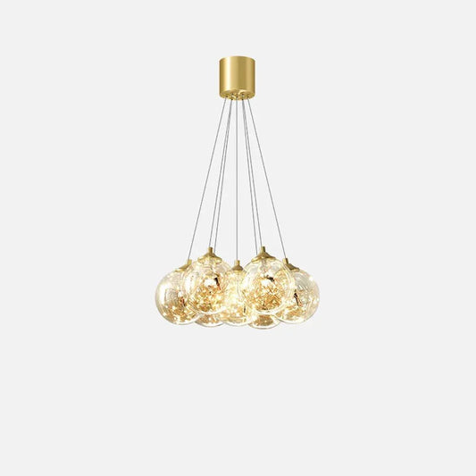 Audara-Personalized Creative All Brass Bedside Pendant Light Light Luxury Full Star Glass Hanging Lampe Gold Dimmable Multi Head Chandeliers Bedroom Living Room Dining Room Decor Lighting Fixture