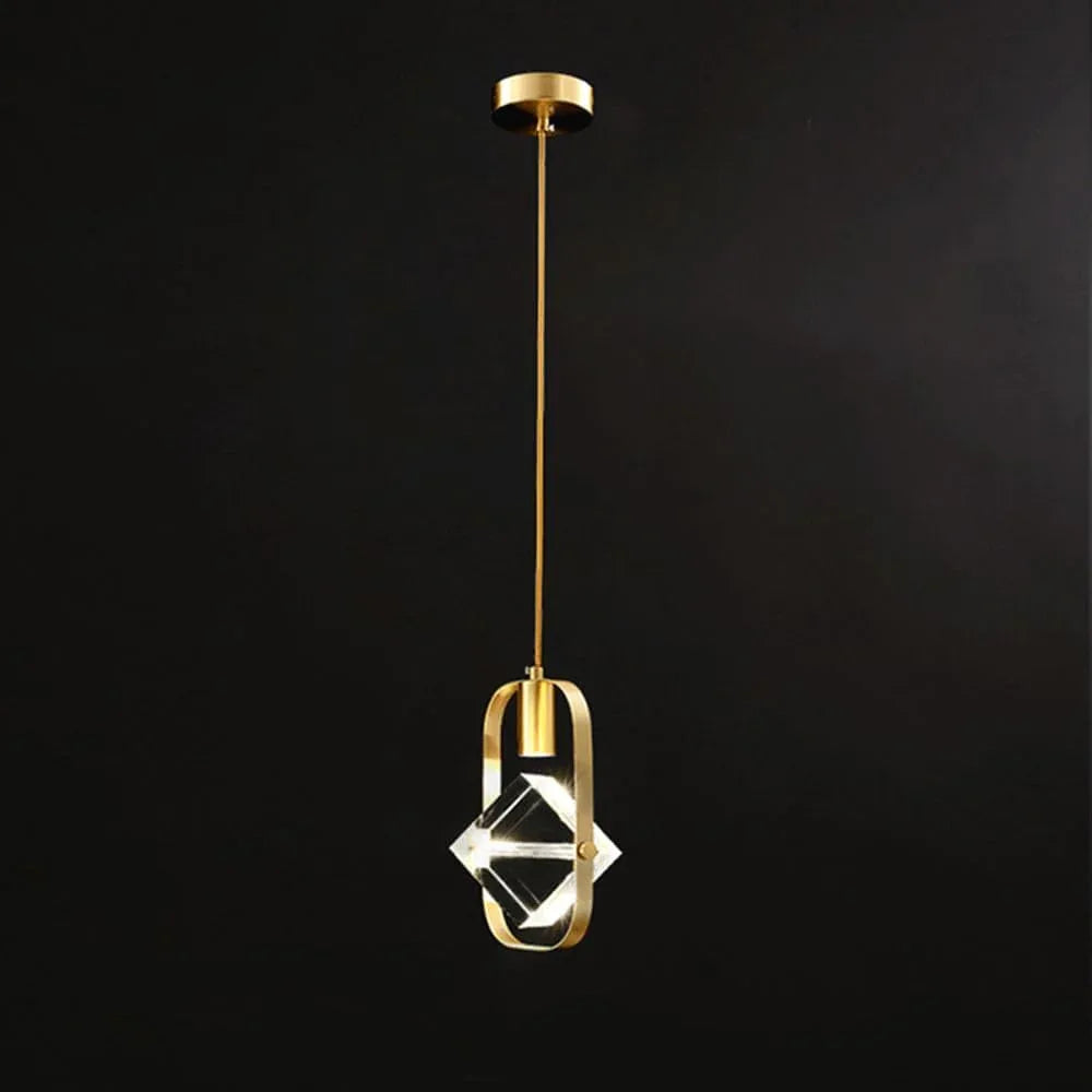Audara-Crystal Pendant Light, 5-inch Diameter, Square Shape, Modern Minimalist Bohemian Style Decorative Lamp, Suitable for Various Spaces Such As Bedrooms, Hotel Entryways, and Cafes
