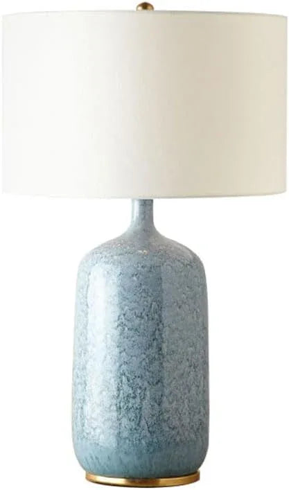 Audara-American Creative Office Hotel Front Desk Light Creative Light Luxury Fabric Blue Ceramic Desk Lamp Club Coffee Shop Cottage Farmhouse Rustic Table Lamp Living Room Bedroom Lighting Fixture