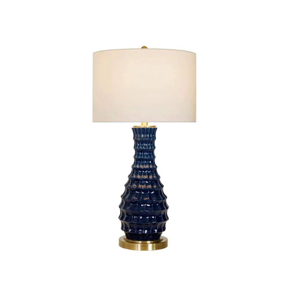 Audara-Luxury Nordic Study Office Desk Light Simple Bedroom Bedside Living Room Desk Lamp Hotel Front Desk Coffee Shop Restaurant Table Lamp White Fabric Ceramic Decoration Lighting Fixture Blue