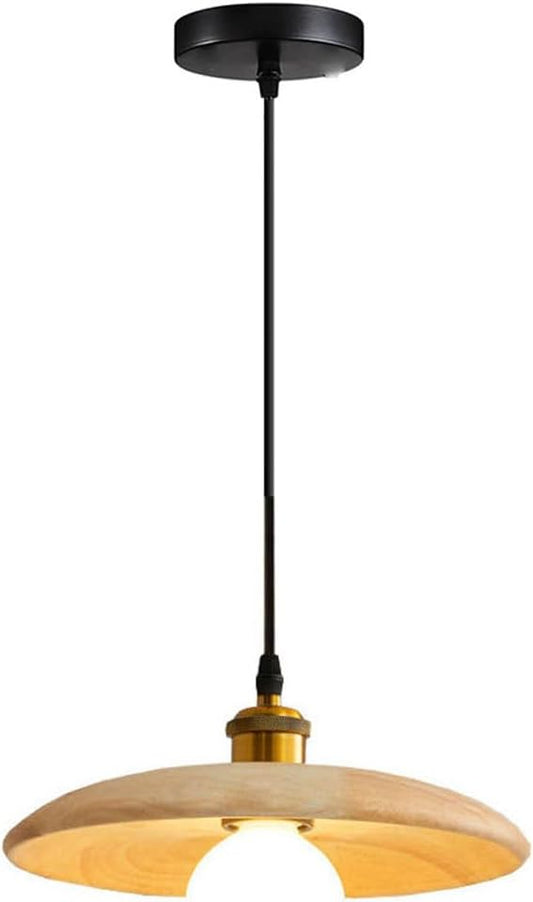 Audara-Japanese Wabi-sabi Round Plate Wooden Pendant Light E27 Single Head Hotel Restaurant Front Desk Hanging Lamp B&B Tea Room Living Room Brown Chandeliers Coffee Shop Lighting Fixtures