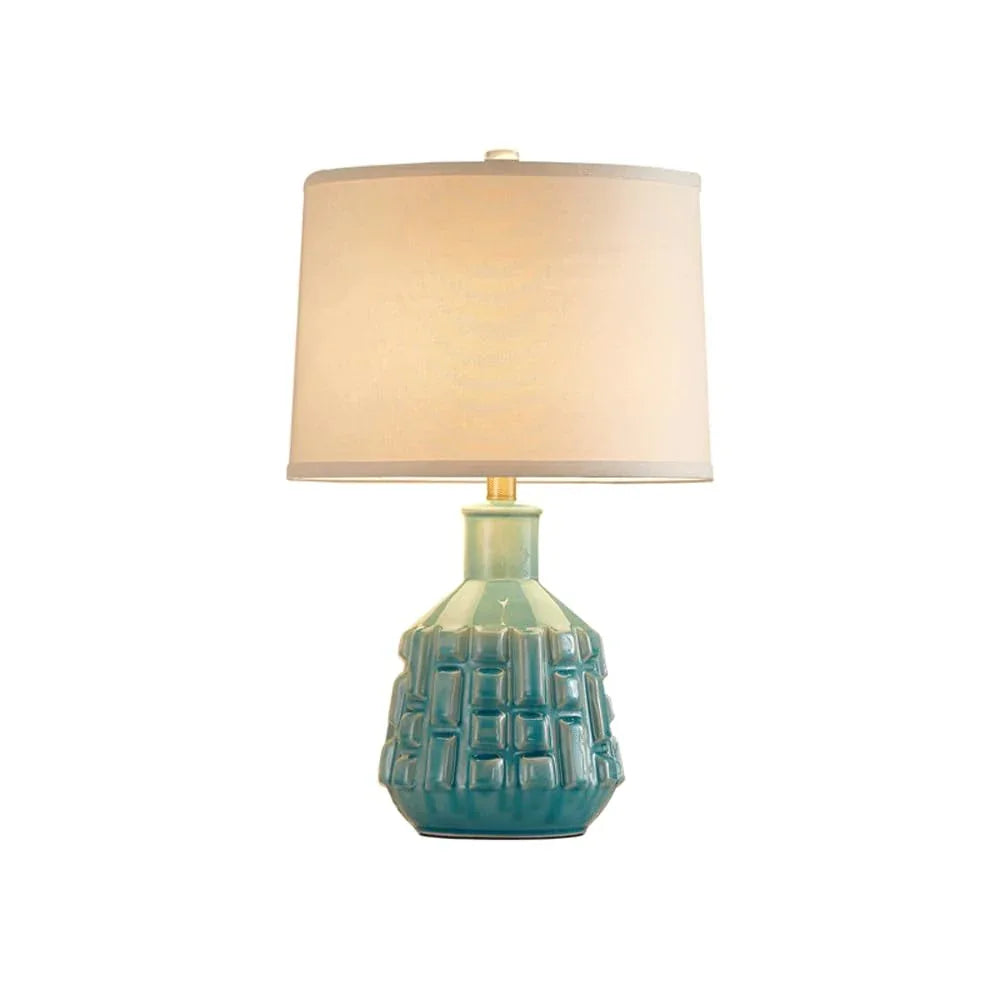 Audara-Creative American Fabric Ice Crackle Ceramic Desk Light Warm Romantic Bedroom Study Living Room Desk Lamp Apartment Office Restaurant Table Lamp Villa Club Decoration Lighting Fixture H23.62in 60cm