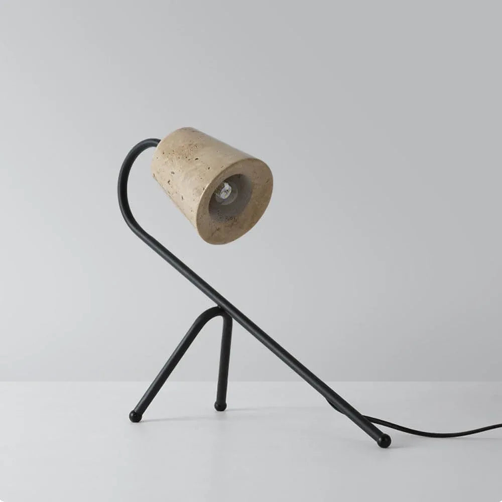 Audara-Wabi-sabi Style Geometric Travertine Desk Light Minimalist Art Showroom Living Room Villa Decorative Desk Lamp Study Room Office Model House Table Lamp Hotel Cafe Restaurant Lighting Fixture