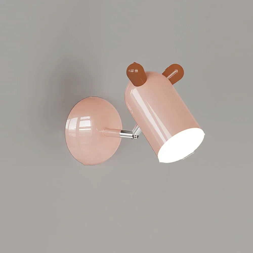 Audara-Children's Room Art Wall Lamp Creative Eye Protection Bedside Wall Lights Cartoon Study Reading Sconces French Cream Wind Decoration Mounted Lighting Fixture Pink