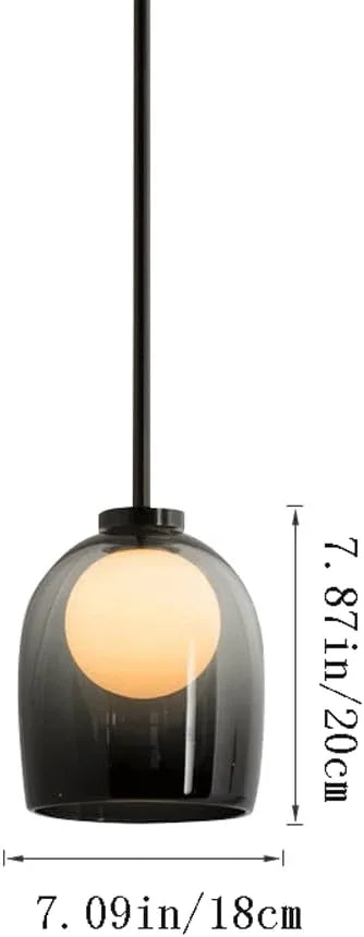 Audara-7-inch Glass Pendant Lights in A Smoky Gray Gradient, Featuring A Modern Minimalist European Style. Suitable for Bedrooms, Hotels, Cafes, Restaurants, Entryways, and Other Spaces