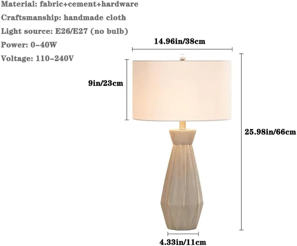 Audara-Scandinavian Luxury Fabric Cement Desk Light American Creative Sample Room Living Room Desk Lamp Apartment Hotel Room Office Table Lamp Bedroom Bedside Read Lighting Fixture