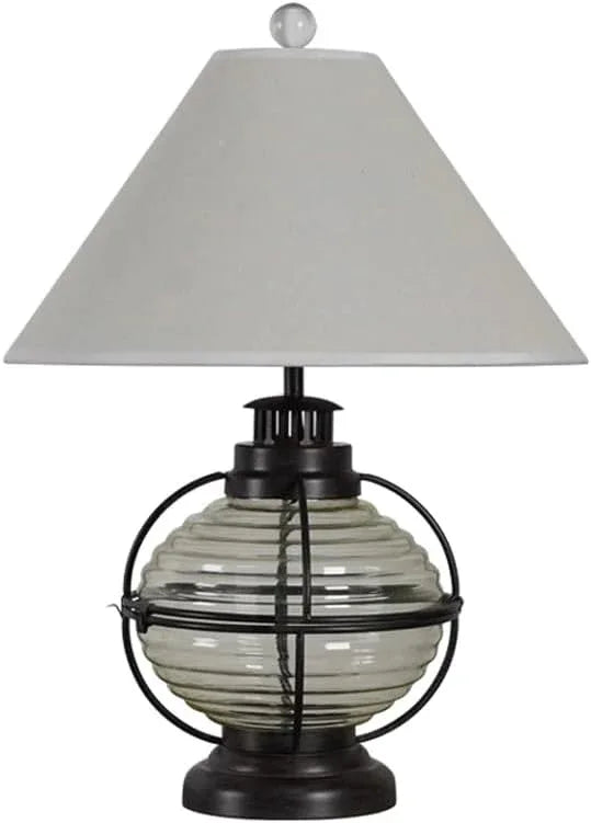 Audara-American Vintage Glass Metal Desk Light Industrial Style Study Office Desk Lamp B&B Living Room Hotel Front Desk Table Lamp Villa Club Farmhouse Warehouse Dormitory Apartment Lighting Fixture
