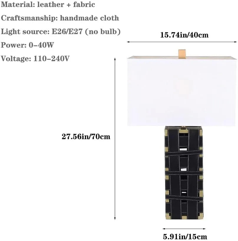 Audara-New Chinese Light Luxury Leather Fabric Desk Light Fashion Designer Hotel Front Desk Coffee Shop Desk Lamp Farmhouse Villa Club Table Lamp Living Room Bedroom Decoration Lighting Fixture