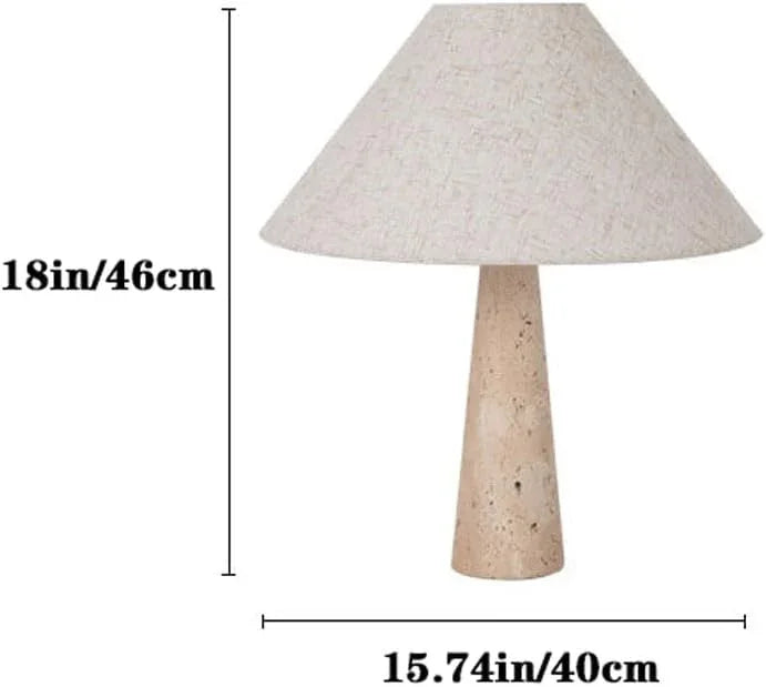 Audara-White Fabric Travertine Desk Light Chinese Vintage Living Room Couch Side Desk Lamp Study Bedroom Bedside Table Lamp Dormitory Office Lighting Fixture