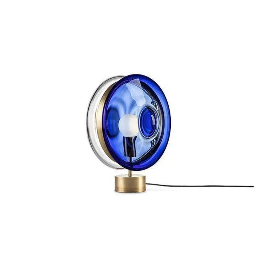 Audara-Postmodern Clerical Model Office Showroom Desk Light Coffee Shop Hotel Study Room Bedroom Desk Lamp Club Showroom Showroom Table Lamp Creative Luxury Light Glass Stainless Steel Lighting Fixture Blue